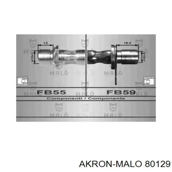 Шланг тормозной задний правый 80129 Akron Malo