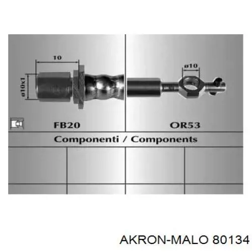 Шланг тормозной передний 80134 Akron Malo