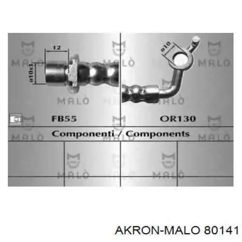 Шланг тормозной передний правый 80141 Akron Malo