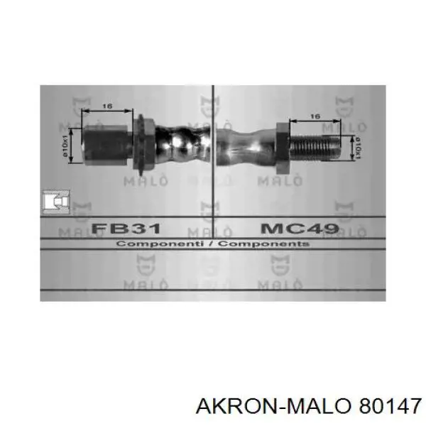 Шланг тормозной передний 80147 Akron Malo