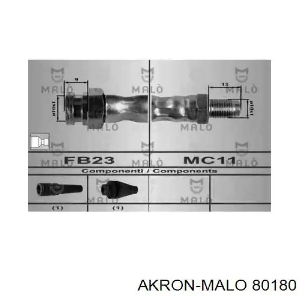 Шланг тормозной передний 80180 Akron Malo