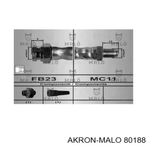 Шланг тормозной передний 80188 Akron Malo