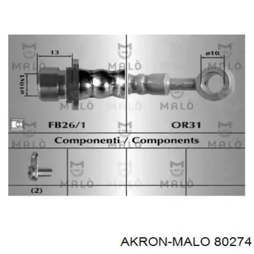 Задний тормозной шланг 80274 Akron Malo