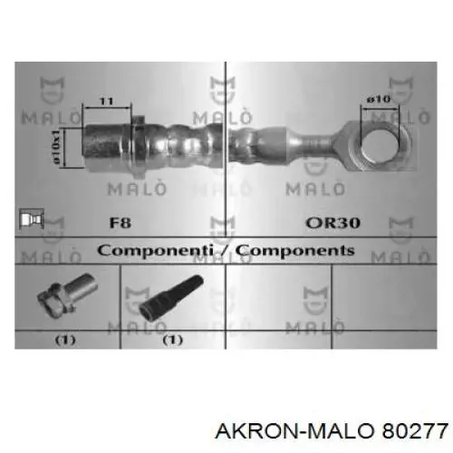 Шланг тормозной передний 80277 Akron Malo