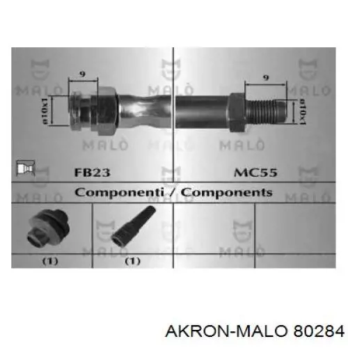 Задний тормозной шланг 80284 Akron Malo