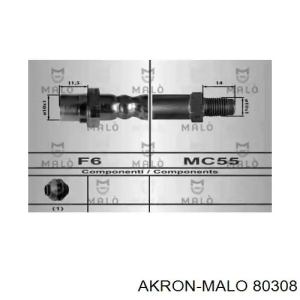 Шланг тормозной передний 80308 Akron Malo