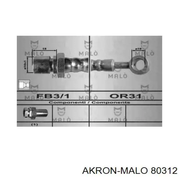 Шланг тормозной передний правый 80312 Akron Malo