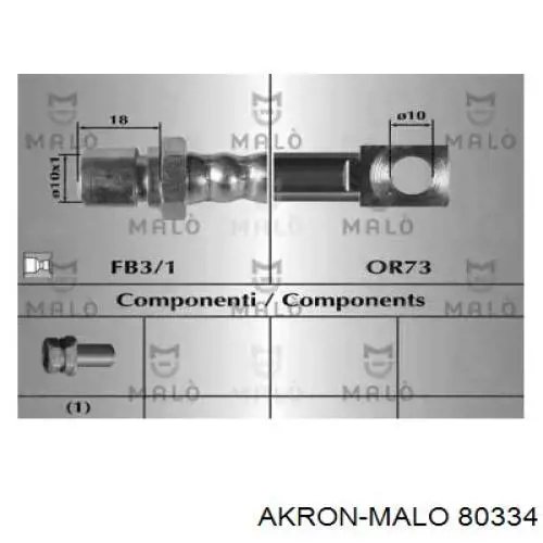 Шланг тормозной передний 80334 Akron Malo