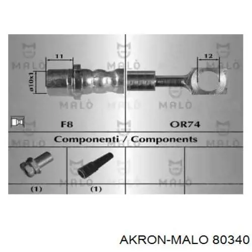 Шланг тормозной передний 80340 Akron Malo