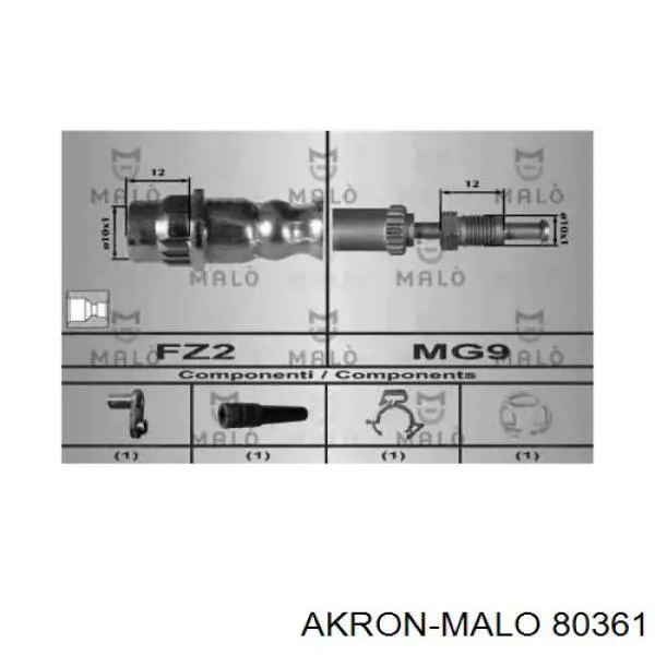 Шланг тормозной передний 80361 Akron Malo