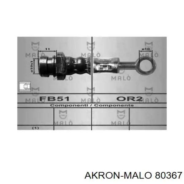 Шланг тормозной передний 80367 Akron Malo