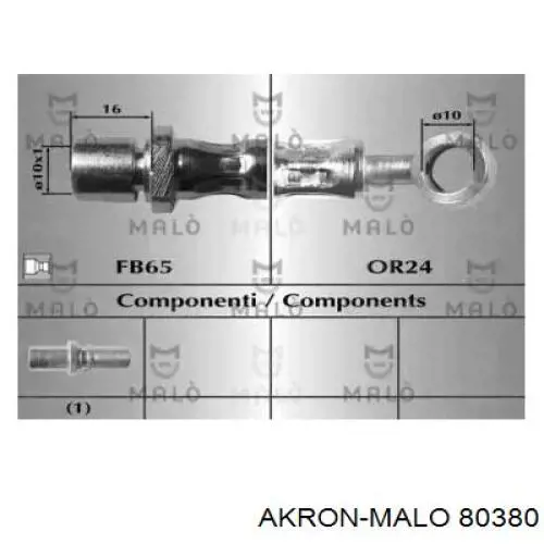 Шланг тормозной задний правый 80380 Akron Malo