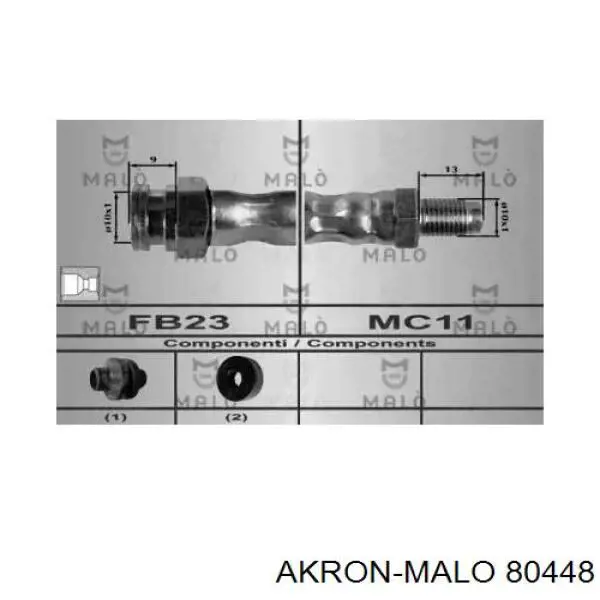 80448 Akron Malo шланг тормозной передний