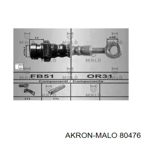 Шланг тормозной передний левый 80476 Akron Malo