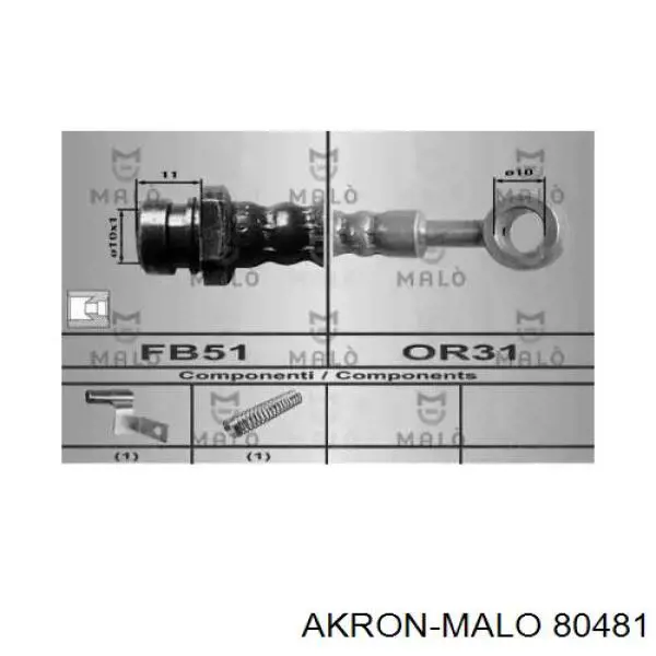 Шланг тормозной передний левый 80481 Akron Malo