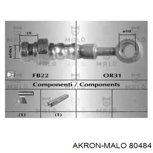 Шланг тормозной передний правый 80484 Akron Malo