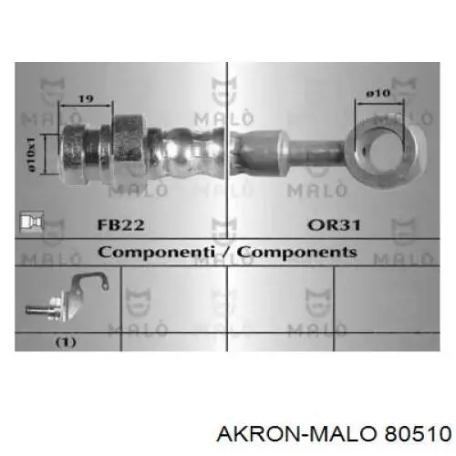 Шланг тормозной передний правый 80510 Akron Malo