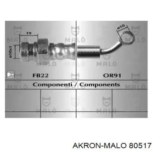 Задний тормозной шланг 80517 Akron Malo