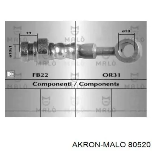 Шланг тормозной задний левый 80520 Akron Malo