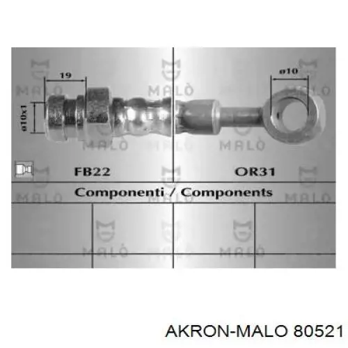 Шланг тормозной задний правый 80521 Akron Malo