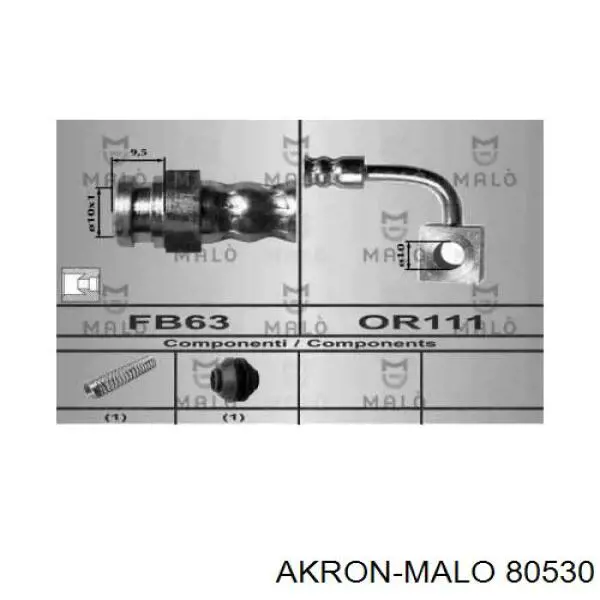 Шланг тормозной передний левый 80530 Akron Malo