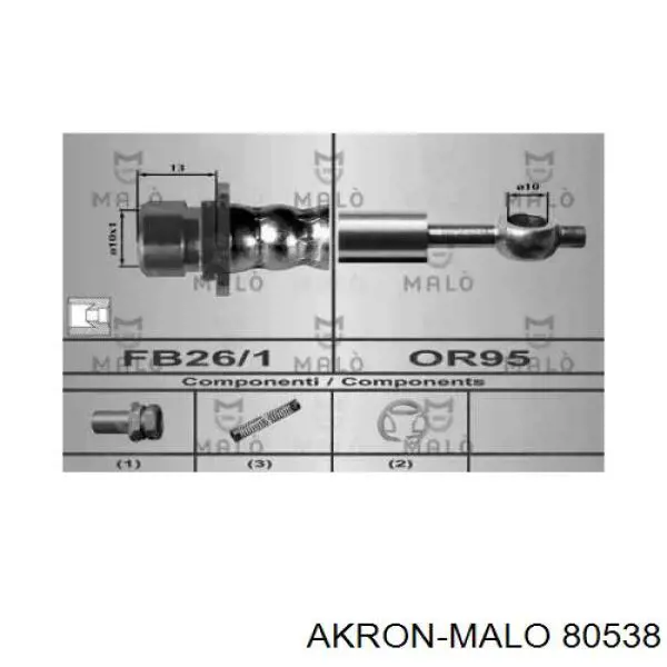 Шланг тормозной передний 80538 Akron Malo