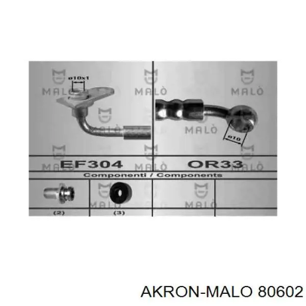 Шланг тормозной передний левый 80602 Akron Malo