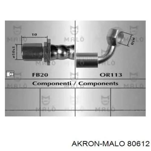 Шланг тормозной задний правый 80612 Akron Malo