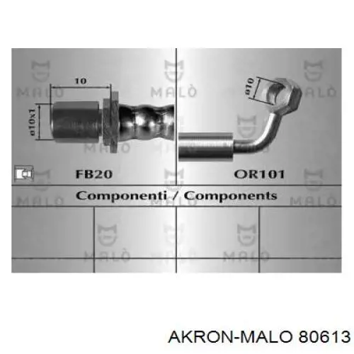 Шланг тормозной задний левый 80613 Akron Malo