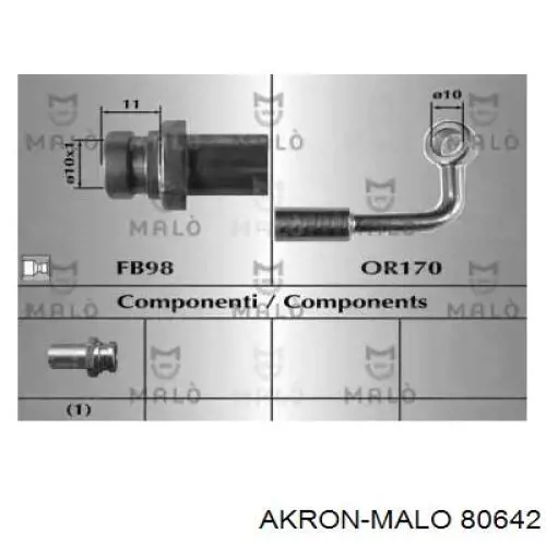 Шланг тормозной задний правый 80642 Akron Malo