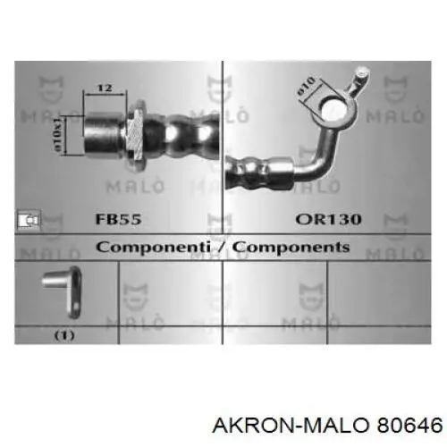 Шланг тормозной передний левый 80646 Akron Malo