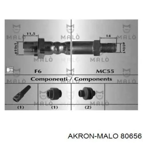 Шланг тормозной передний 80656 Akron Malo