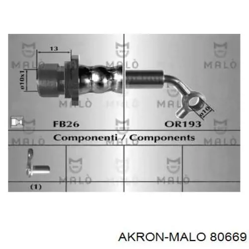 Задний тормозной шланг 80669 Akron Malo