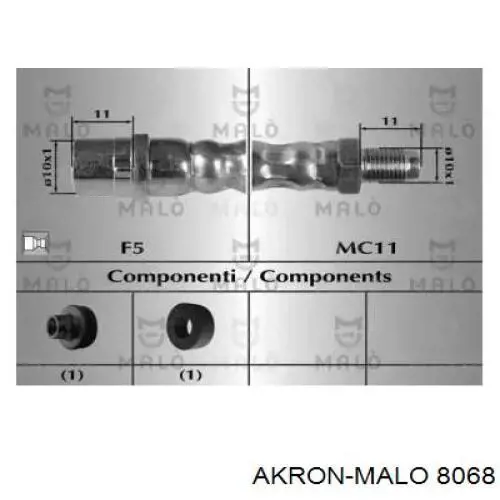 Шланг тормозной передний 8068 Akron Malo