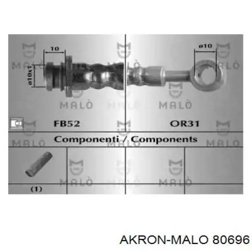 Шланг тормозной передний правый 80696 Akron Malo