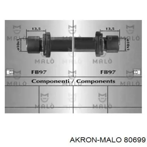 Шланг тормозной передний 80699 Akron Malo