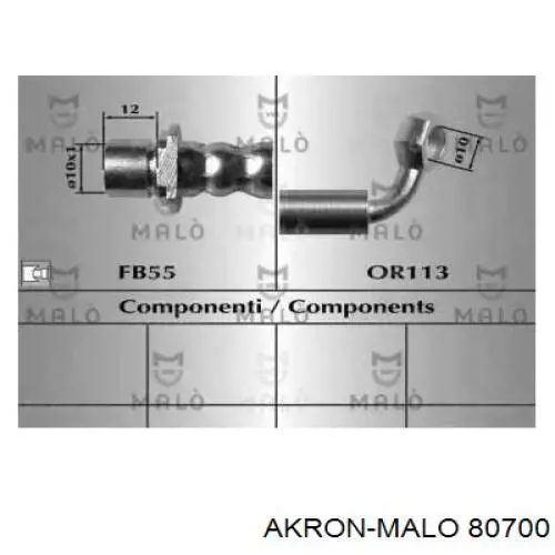 Шланг тормозной задний левый 80700 Akron Malo