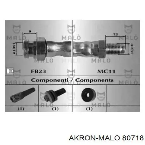 Шланг тормозной передний 80718 Akron Malo