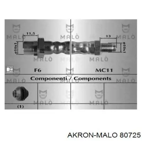 Шланг тормозной передний 80725 Akron Malo