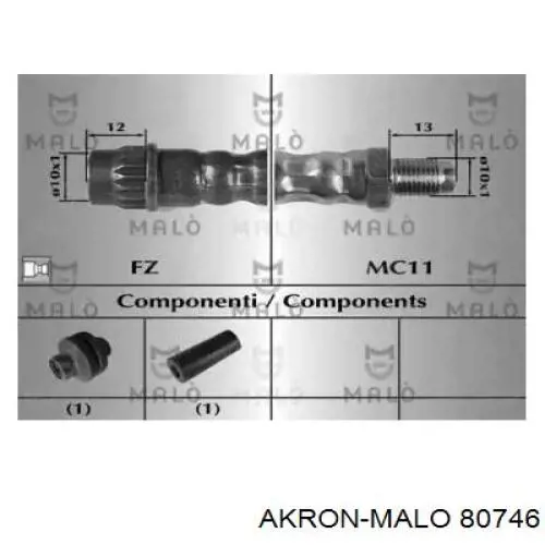 Шланг тормозной передний 80746 Akron Malo