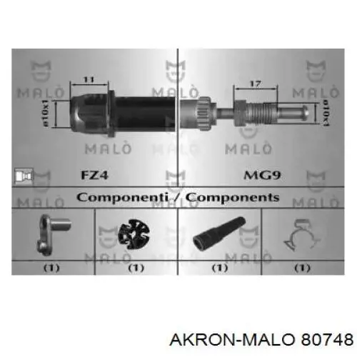 Шланг тормозной передний 80748 Akron Malo