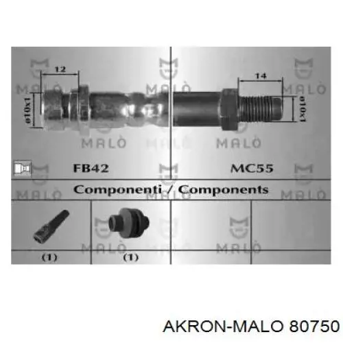 Задний тормозной шланг 80750 Akron Malo