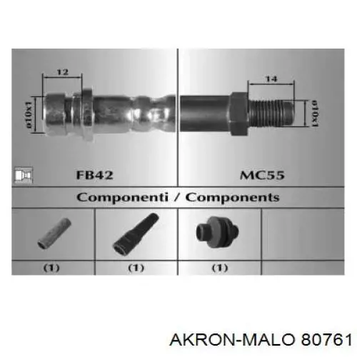 Задний тормозной шланг 80761 Akron Malo