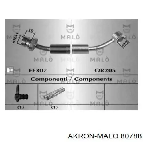 Шланг тормозной передний левый 80788 Akron Malo