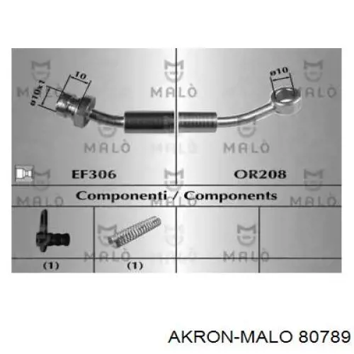 Шланг тормозной передний правый 80789 Akron Malo