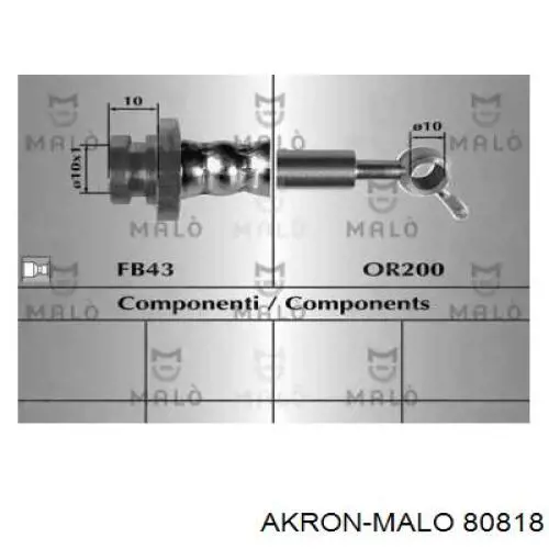 Шланг тормозной задний правый 80818 Akron Malo