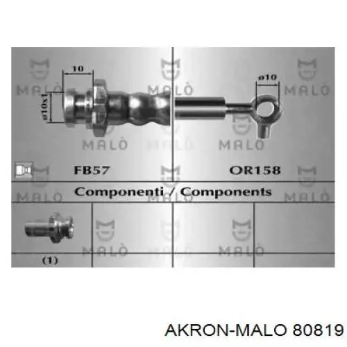 Шланг тормозной передний левый 80819 Akron Malo