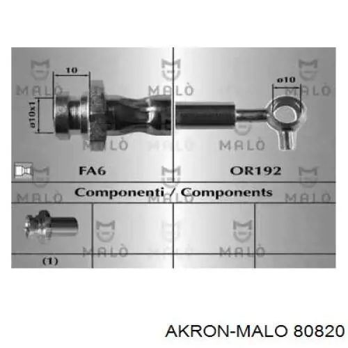 Шланг тормозной передний правый 80820 Akron Malo