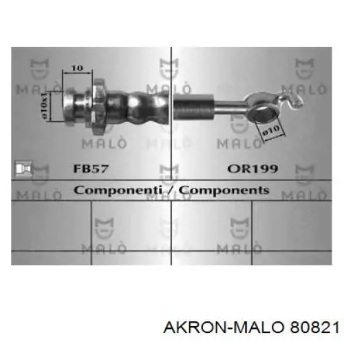 Шланг тормозной задний левый 80821 Akron Malo