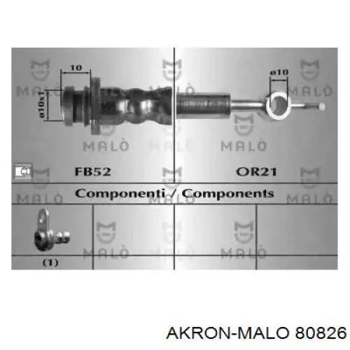 Шланг тормозной передний 80826 Akron Malo